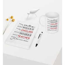 Bk Kişiye Özel Ingilizce Öğretmeni Temalı Beyaz Defter Kalem Kupa Seti - 7