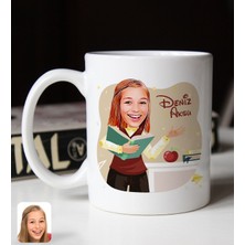 Bk Gift Kişiye Özel Öğretmen Karikatürlü Beyaz Kupa Bardak-3