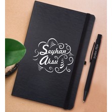 Bk Gift Kişiye Özel Isimli Siyah Defter ve Metal Versatil Kalem(0,7 Kurşun) Hediye Seti-6