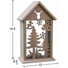 E Hobici Ahşap Yılbaşı T-Light Mumluk 19,5X12CM F830