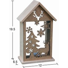 E Hobici Ahşap Yılbaşı T-Light Mumluk 19,5X12CM F831