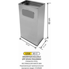 Arı Metal Dikdörtgen Çöp Kovası Pasl. 17X30X60