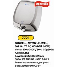 Arı Metal Fotoselli El Kurutma Makinası Jet Motorlu 900 W