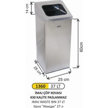Arı Metal Imaj Çöp Kovası 37 Litre