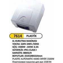 Arı Metal El Kurutma Makinası Pastik 1500 W