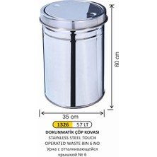 Arı Metal Itme Kapaklı Çöp Kovası 6 No