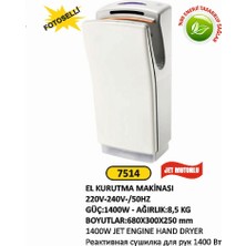 Arı Metal El Kurutma Makinesi Jet Motorlu 1400 W