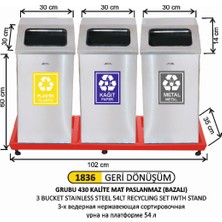 Arı Metal Geridönüşüm Bazalı 3 Lü Paslanmaz 54 Lt
