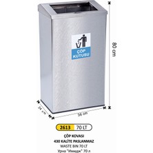 Arı Metal Dikdörtgen Kalın Çember Paslanmaz Çöp Kovası Orta