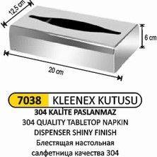 Arı Metal Kleenex Kutusu Parlak 304 Kalite
