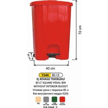 Arı Metal Pedallı Çöp Kovası Köş. 85 Lt Iç Kovasız 4265