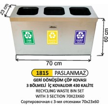 Arı Metal Geri Dönüşüm Kovası 3 Bölmeli 70X23X60