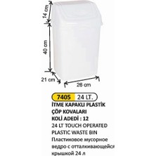 Arı Metal Itme Kapaklı Çöp Kovası Plastik 24 Lt 4190