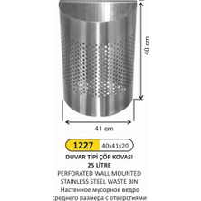 Arı Metal Duvar Tip Çöp Kovası Orta Boy Delikli