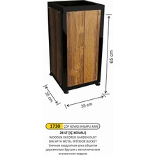 Arı Metal Bahçe Çöp Kovası Kare Ahşaplı Dekorlu Metal Iç Kovalı