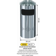 Arı Metal Mega Kolon Küllük Gövde Delikli Paslanmaz
