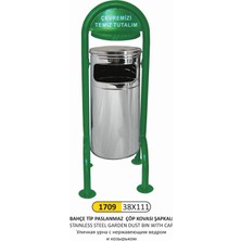 Arı Metal Bahçe Çöp Kovası Paslanmaz Kovalı Şapkalı