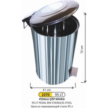 Arı Metal Pedallı Çöp Kovası Pasl.95  Lt