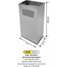 Arı Metal Kare Çöp Kovası 2 No Paslanmaz 30X30X60