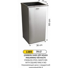 Arı Metal Kare Çemberli Çöp Kovası 4 No Paslanmaz