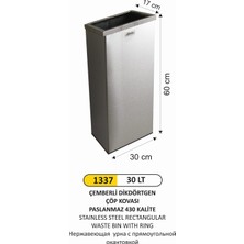 Arı Metal Dikdörtgen Çemberli Paslanmaz Çöp Kovası