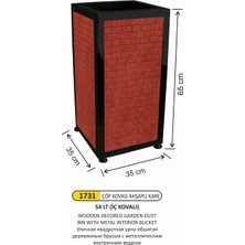 Arı Metal Bahçe Çöp Kovası Kare Ahşaplı Dekorlu Metal Iç Kovalı