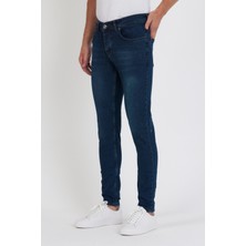 New Time Erkek Jean Skinny Fit Likralı Yeşil Tintli Tınarklı