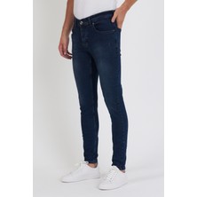 New Time Erkek Jean Skinny Fit Likralı Kahvetintli Tırnaklı