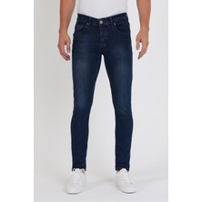 New Time Erkek Jean Skinny Fit Likralı Kahvetintli Tırnaklı