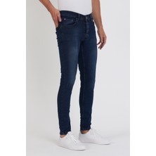 New Time Erkek Jean Skinny Fit Likralı Kahvetintli Tırnaklı