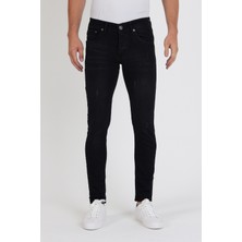 New Time Erkek Jeans Skinny Fit Likralı Black Tırnaklı