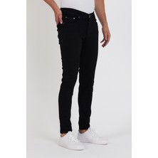 New Time Erkek Skinny Fit Likralı Düz Jeans %100 Pamuklu Siyah Modern Tasarım