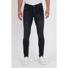 New Time Erkek Jeans Skinny Fit Likralı Antrasit Tırnaklıı