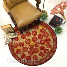 Nesa Decor Pizza Desen Halısı Hd Kalite Dijital Baskı Yuvarlak Mutfak Halısı