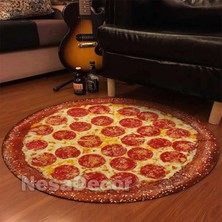 Nesa Decor Pizza Desen Halısı Hd Kalite Dijital Baskı Yuvarlak Mutfak Halısı