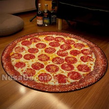 Nesa Decor Pizza Desen Halısı Hd Kalite Dijital Baskı Yuvarlak Mutfak Halısı