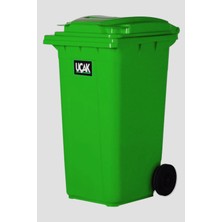 Uçak 240 Lt Çöp Konteyneri Plastik Tekerlekli Yeşil