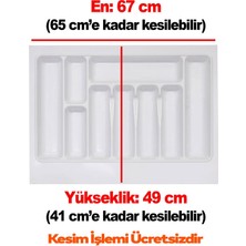 Badem10 Çekmece Içi Kaşıklık Sağlığa Uygun Beyaz Çekmece Düzenleyici Kesilebilir 67 x 49 cm