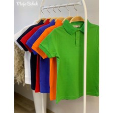 Mojo Bebek  Çocuk Düğmeli Kısa Kol Lacoste T-Shirt 5281 Mavi