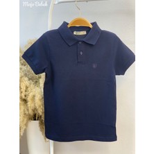 Mojo Bebek Mojo Unisex Çocuk Düğmeli Kısa Kol Lacoste T-shirt 5281 Lacivert