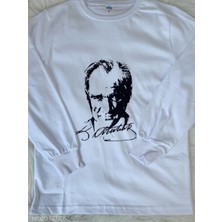 Ak Giyim  Çocuk Atatürk Baskılı Kol Manşetli T-Shirt 290401 Beyaz