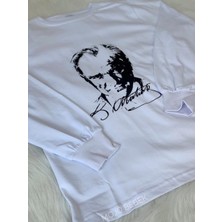 Ak Giyim  Çocuk Atatürk Baskılı Kol Manşetli T-Shirt 290401 Beyaz