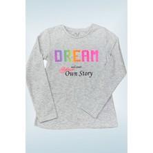 Mojo Bebek Kız Çocuk Dream Baskılı Uzun Kol T-Shirt 723408 Gri