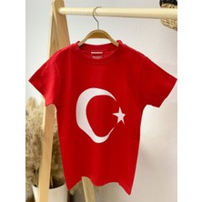Şımarık  Türk Bayrağı Baskılı Kısa Kol T-Shirt 9843 Kırmızı