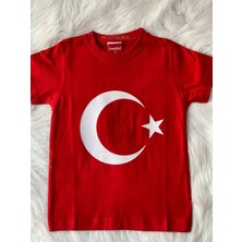 Şımarık  Türk Bayrağı Baskılı Kısa Kol T-Shirt 9843 Kırmızı