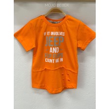 Woorage Erkek Çocuk Jeep Baskılı Kısa Kol T-Shirt 4032 Turuncu