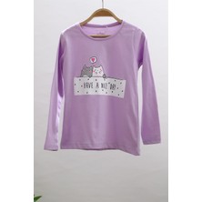 Mojo Bebek Mojo Kız Çocuk Nice Day Baskılı Uzun Kol T-shirt 623106 Lila
