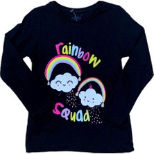 Mojo Bebek Kız Çocuk Rainbow Baskılı Uzun Kol T-Shirt 523010 Siyah