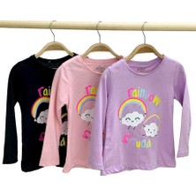 Mojo Bebek Kız Çocuk Rainbow Baskılı Uzun Kol T-Shirt 523010 Siyah