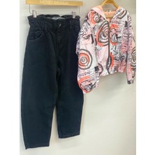 Mojo Bebek Kız Çocuk Beli Lastikli Mom Pantolon 2193 Siyah